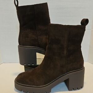 Rouge! Dark Brown Suede Heeled Boots
